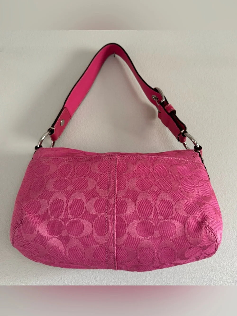 Vintage Y2K Hot Pink Coach Signature Soho Buckle Shoulder Bag